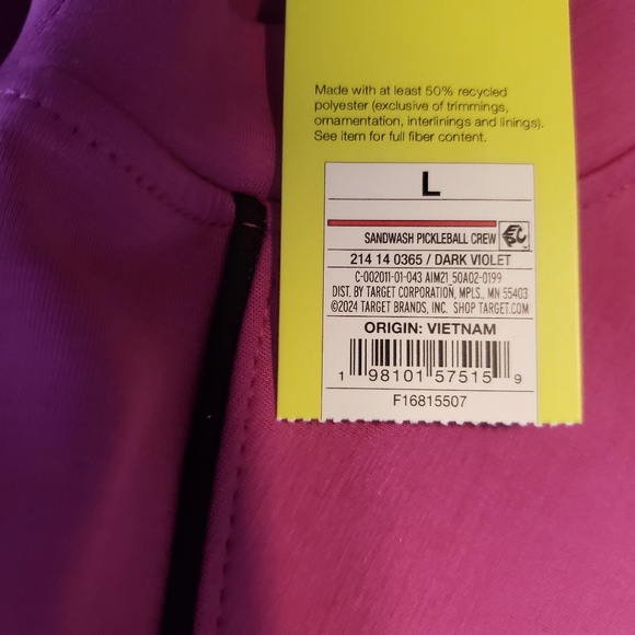All In Motion women’s Sandwash Pickleball Crew Purple Sweatshirt L NWT - Picture 8 of 16